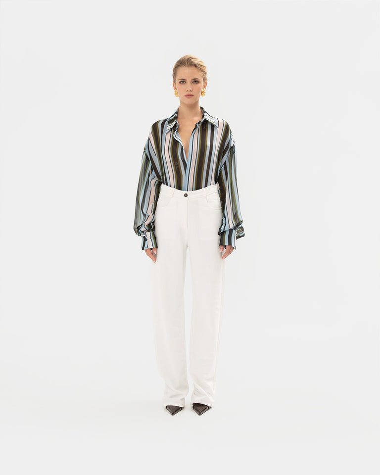 BLUE STRIPED OS SHIRT