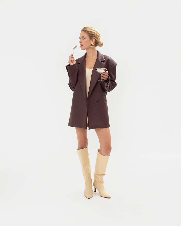 AMETHYST FAUX LEATHER BLAZER