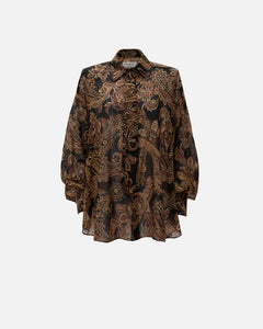 GOLDEN-BROWN PAISLEY OS SHIRT
