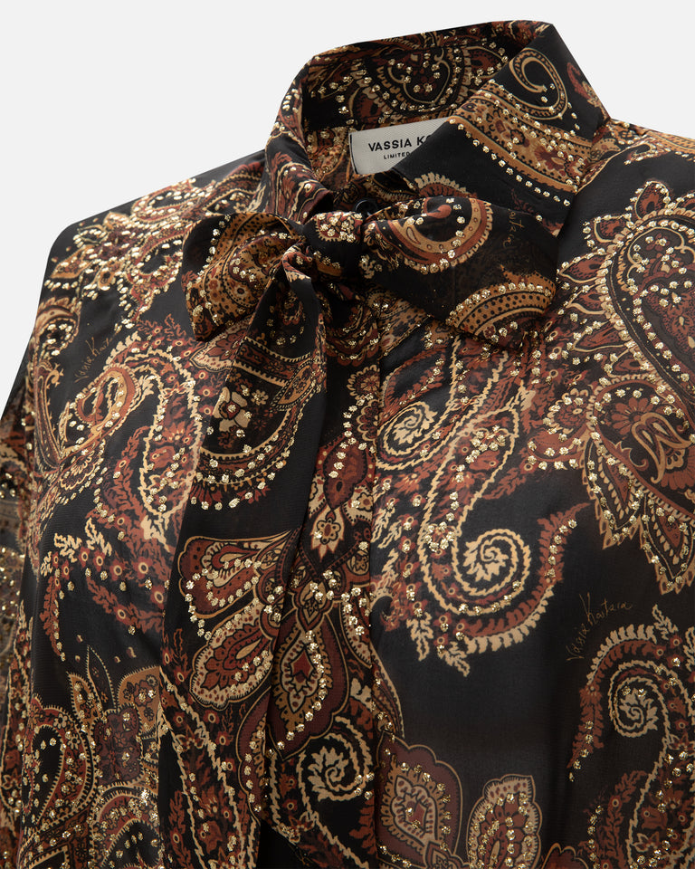 GOLDEN-BROWN PAISLEY OS SHIRT