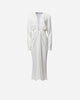 WHITE DRAPED MIDI DRESS