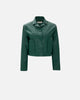 ALPINE GREEN FAUX LEATHER CROP JACKET