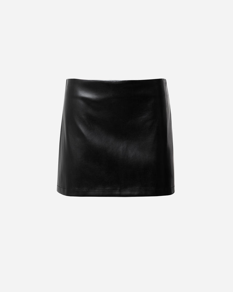 BLACK FAUX LEATHER MINI SKIRT