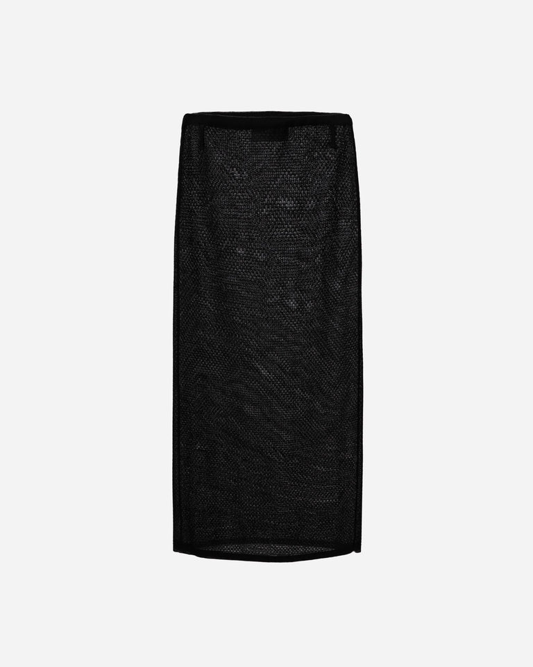 BLACK KNIT MIDI SKIRT