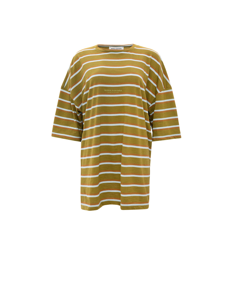 STRIPED OLIVE BLOUSE