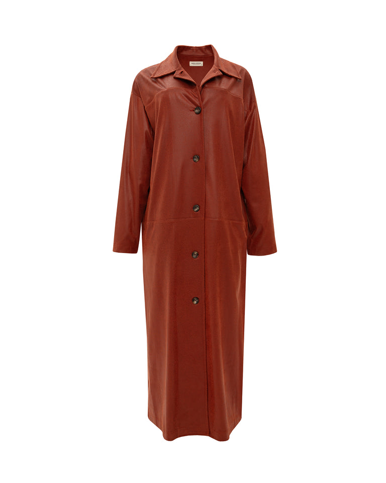 CHERRY FAUX LEATHER COAT