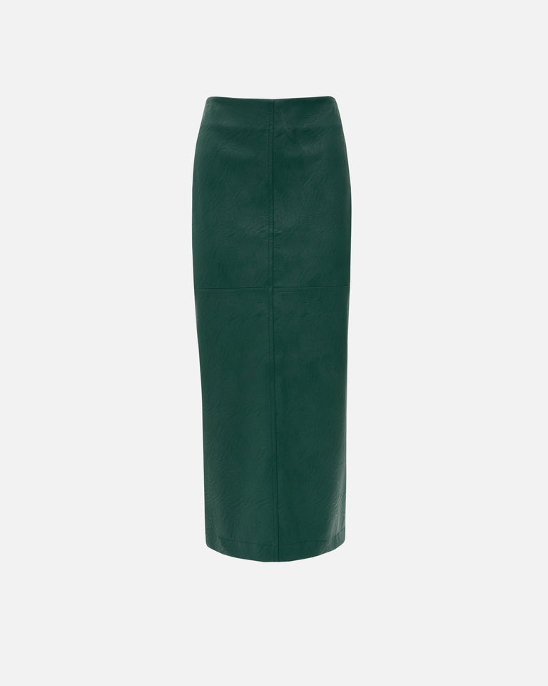 ALPINE GREEN FAUX LEATHER SKIRT