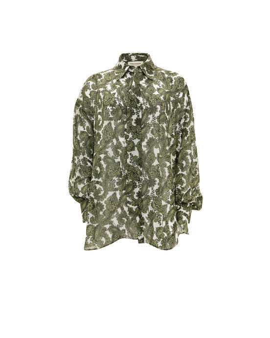GREEN PAISLEY OS SHIRT
