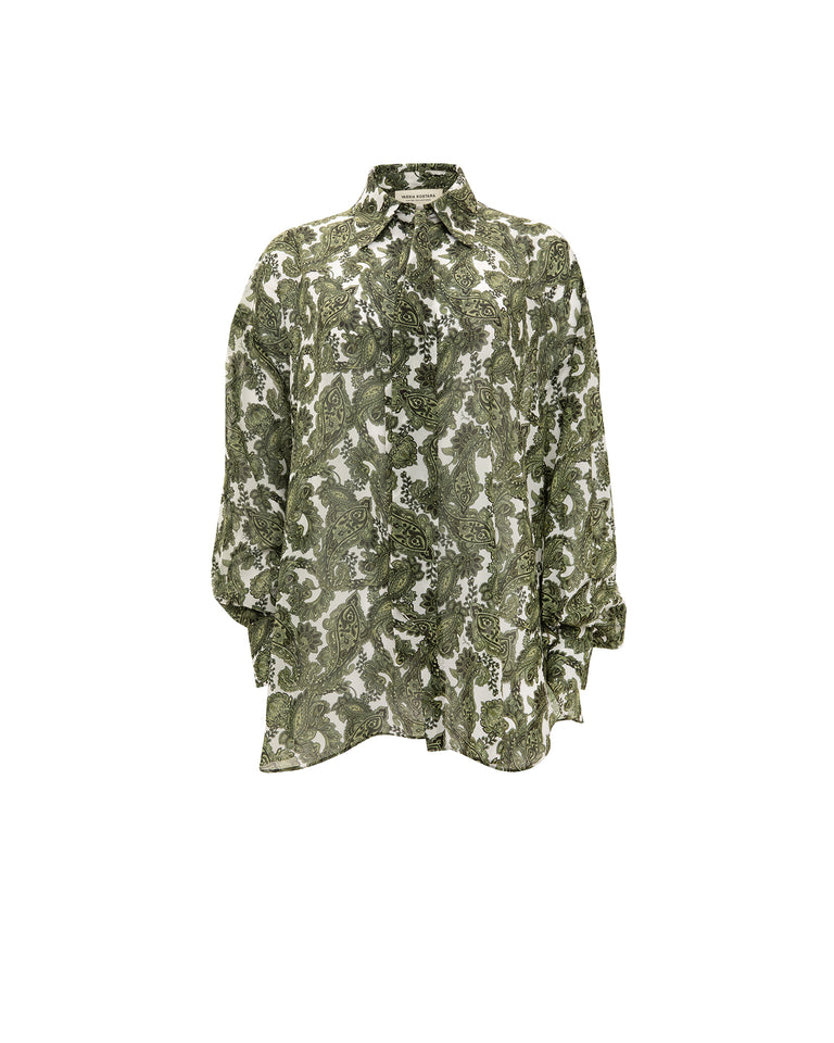 GREEN PAISLEY OS SHIRT