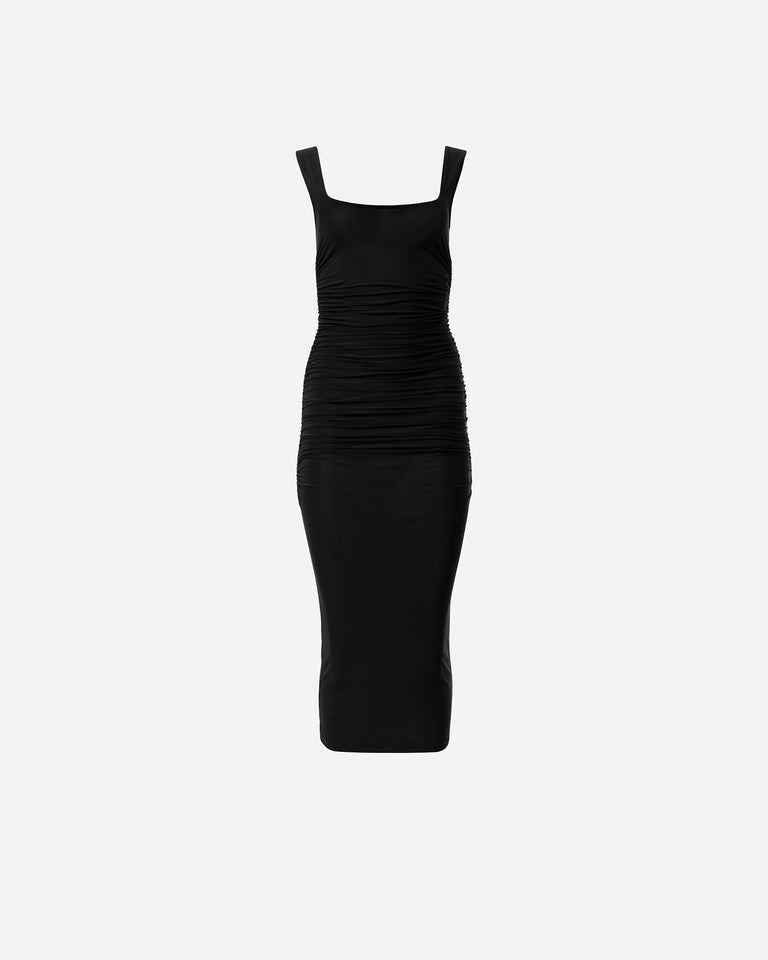 BLACK FITTED MIDI DRESS