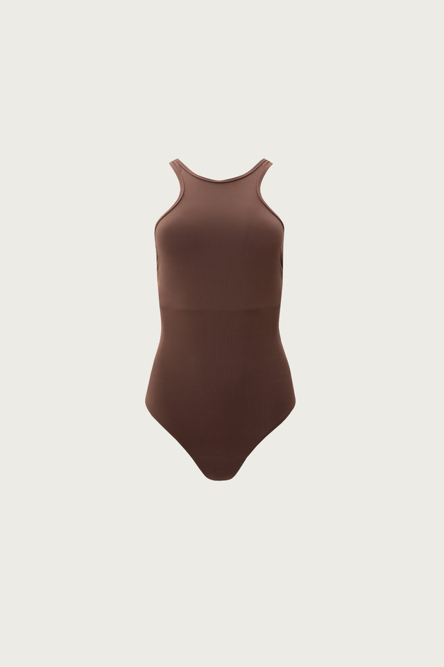 BROWN ONE-PIECE SWIMSUIT