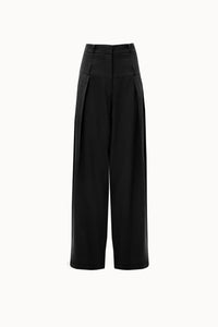 BLACK DOUBLE-BELTED PANTS