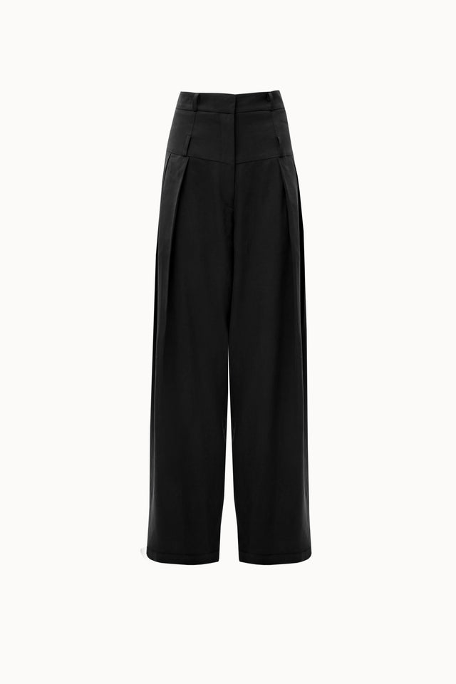 BLACK DOUBLE-BELTED PANTS
