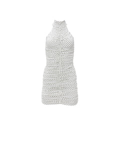WHITE POLKA MINI DRESS