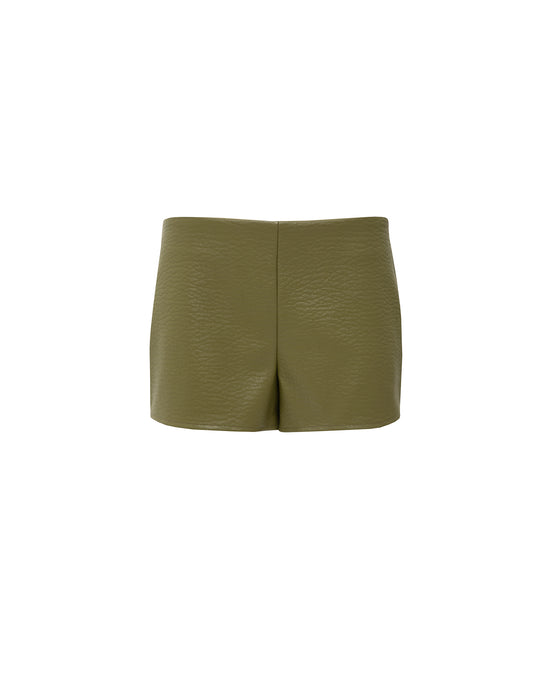 OLIVE FAUX LEATHER SHORTS