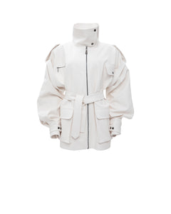 WHITE FAUX LEATHER JACKET