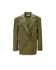 OLIVE FAUX LEATHER BLAZER