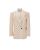 CREME FAUX LEATHER BLAZER