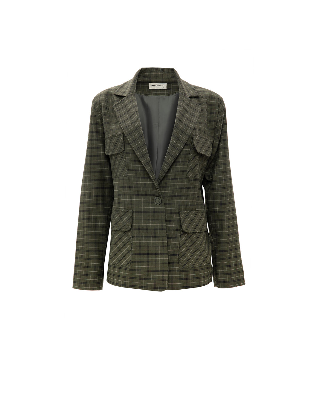 OLIVE CHEQUERED BLAZER