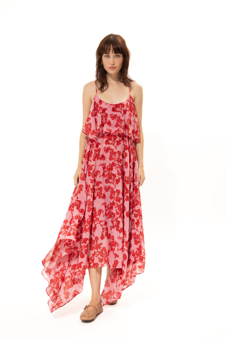 BOUGAINVILLEA ASYMMETRICAL DRESS