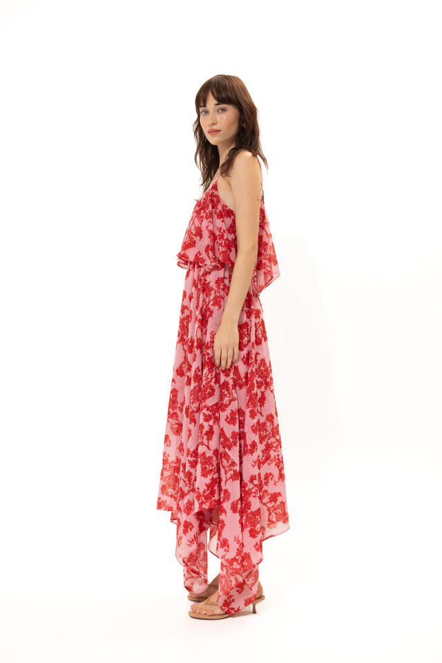 BOUGAINVILLEA ASYMMETRICAL DRESS
