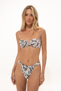 ANIMAL PRINT GATHERED STRAP BIKINI BOTTOMS
