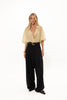 BLACK DOUBLE-BELTED PANTS