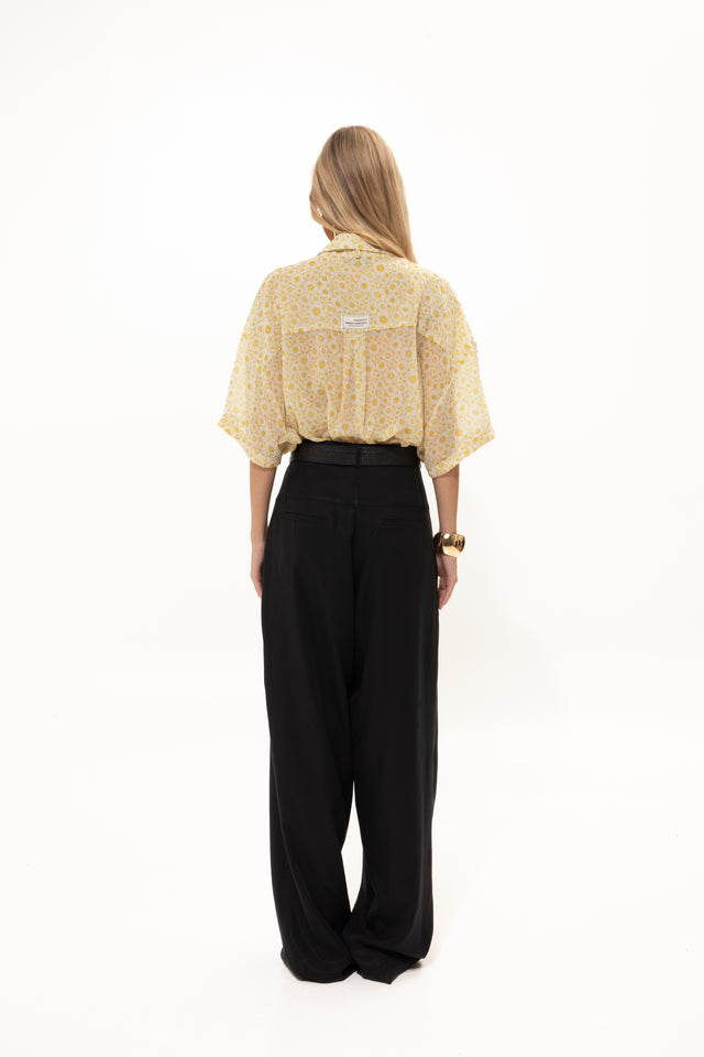 BLACK DOUBLE-BELTED PANTS