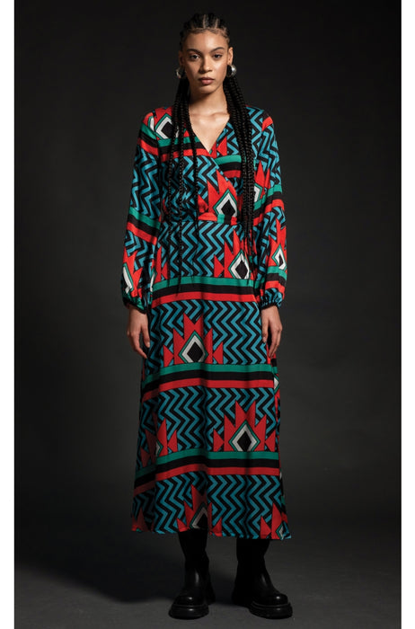 CREST WRAP LONG DRESS -Viscose