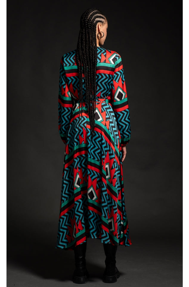 CREST WRAP LONG DRESS -Viscose