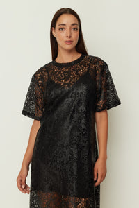 BLACK LACE MIDI DRESS