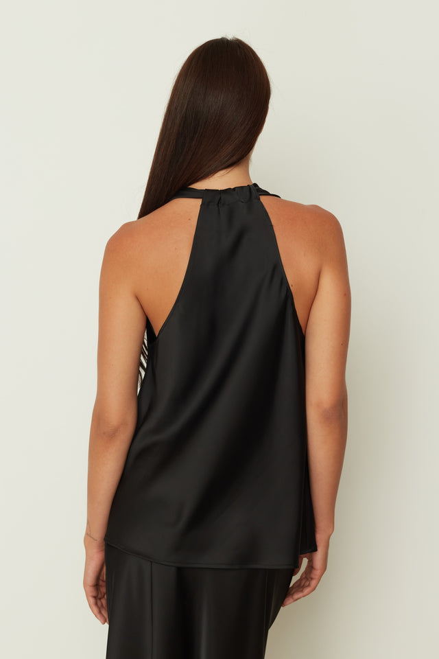 SATIN DRAPE TOP BLACK ONE SIZE