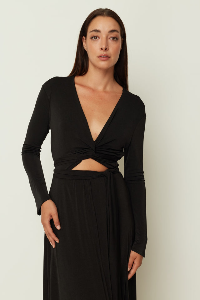 LONG TYE DRESS BLACK ONE SIZE