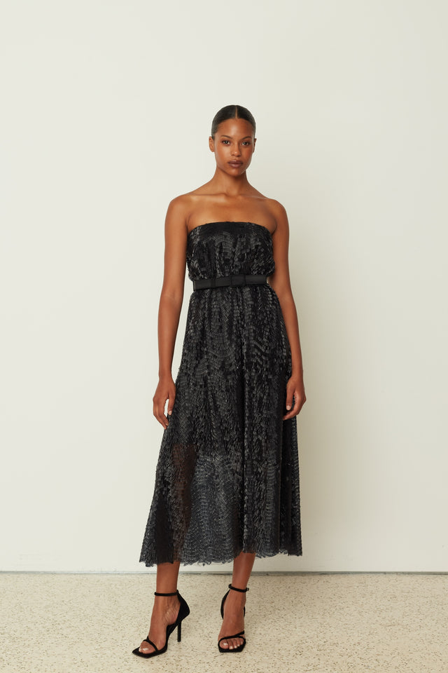 BEADED DRESS BLACK ONE SIZE