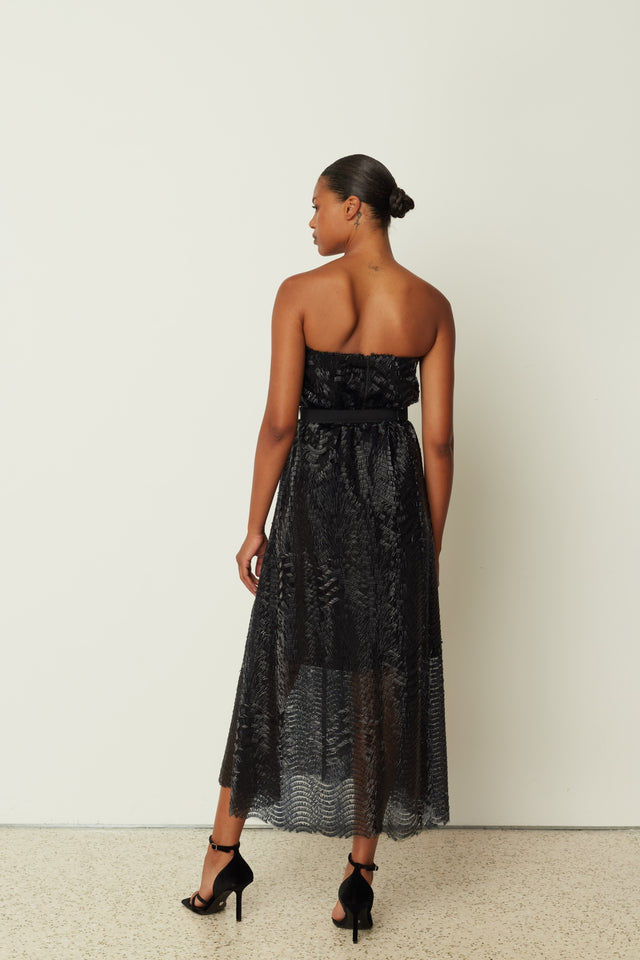 BEADED DRESS BLACK ONE SIZE