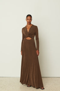 LONG TYE DRESS BROWN ONE SIZE
