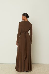 LONG TYE DRESS BROWN ONE SIZE