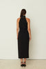 BLACK HALTER-NECK MIDI DRESS