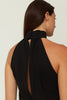 BLACK HALTER-NECK MIDI DRESS