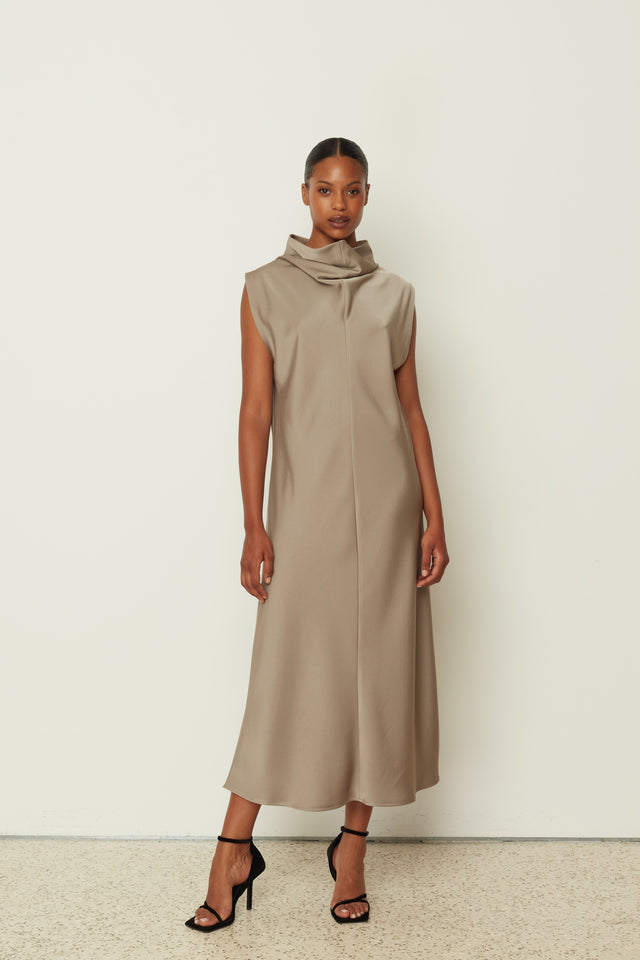HIGH NECK DRESS GREY