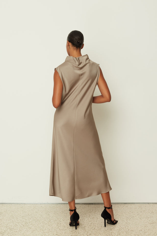 HIGH NECK DRESS GREY