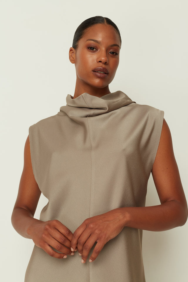 HIGH NECK DRESS GREY