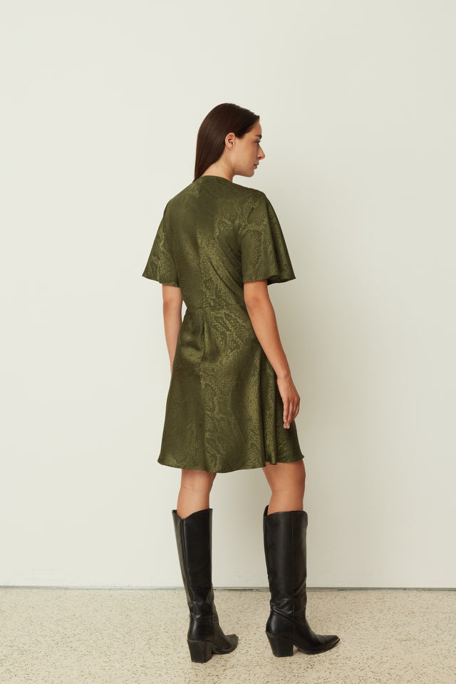 DRAPE TWIST DRESS KHAKI