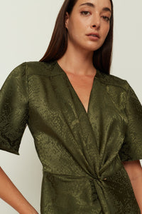 DRAPE TWIST DRESS KHAKI
