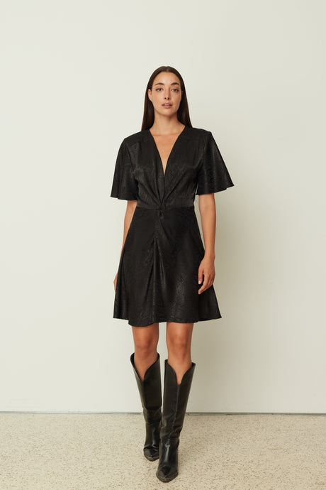 DRAPE TWIST DRESS BLACK