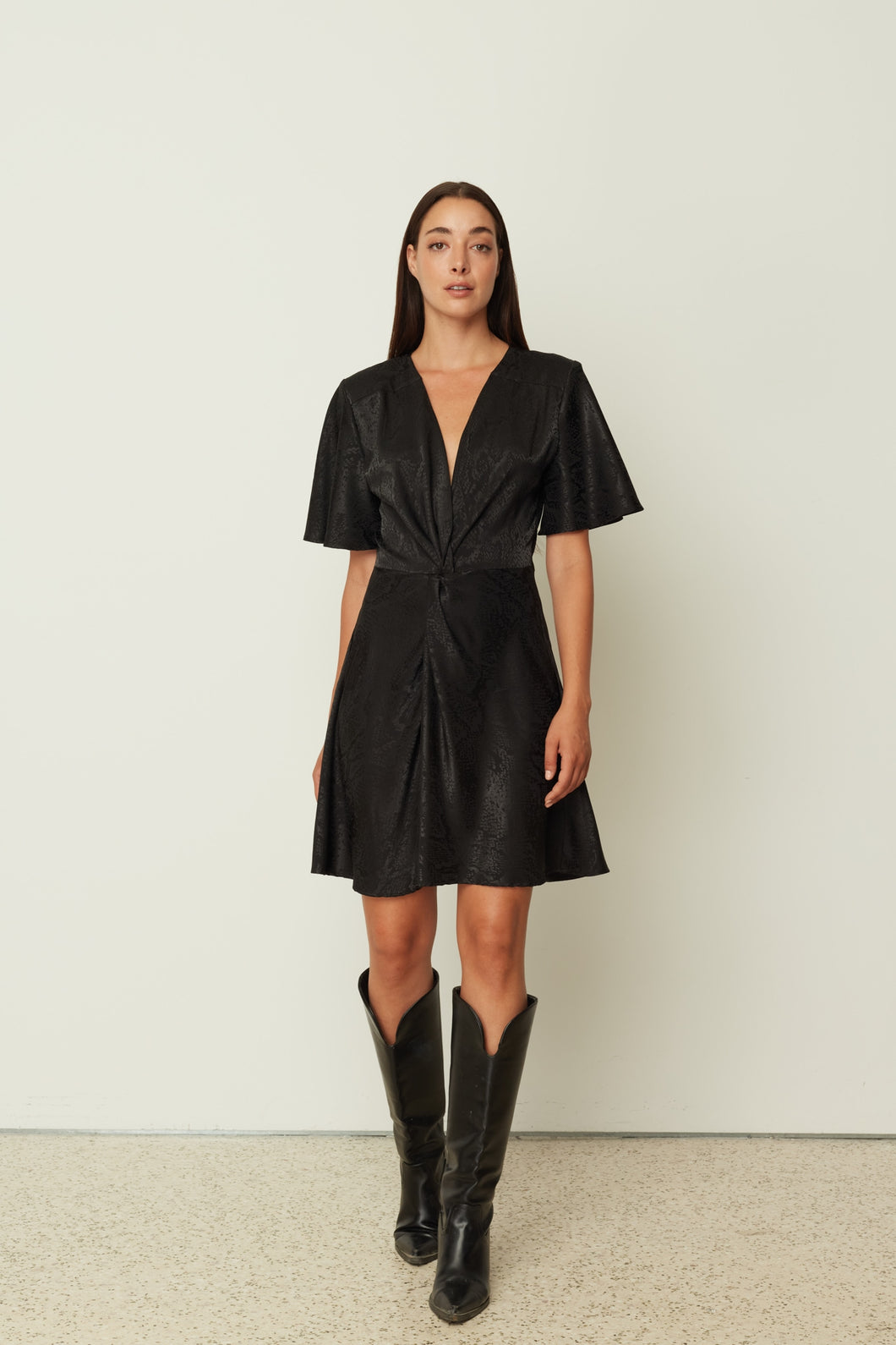 DRAPE TWIST DRESS BLACK