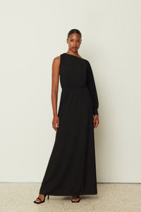 LONG ONESLEEVE DRESS BLACK ONE SIZE