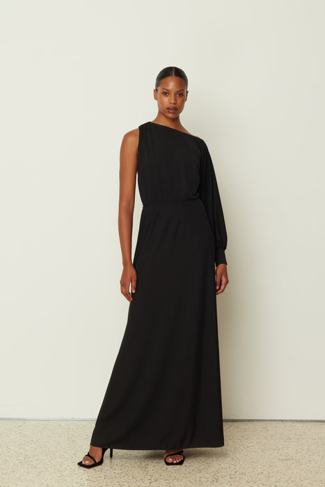 LONG ONESLEEVE DRESS BLACK ONE SIZE