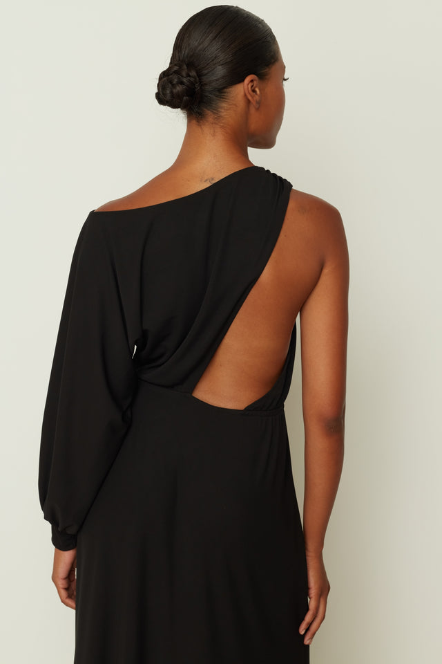 LONG ONESLEEVE DRESS BLACK ONE SIZE
