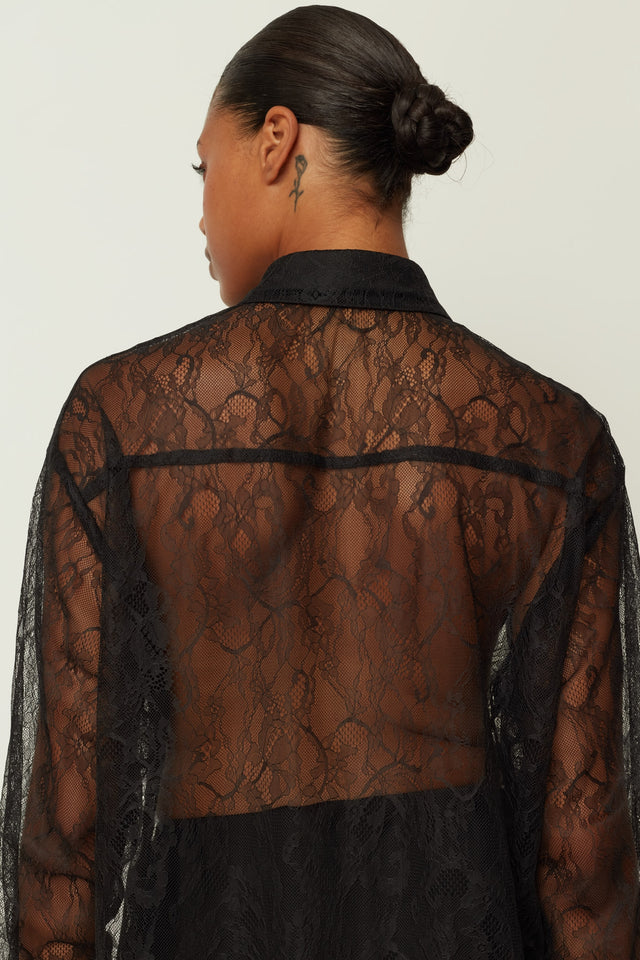 LACE SHIRT BLACK ONE SIZE